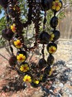 Kukui Nut Lei Hibiscus Yellow Flower Koa Seed Necklace Hawaiian Wedding Luau 006