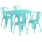 30  X 48  Rectangular Seafoam Metal Restaurant Table Set W  4 Chairs For Outdoor