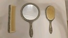 Antique Silver Plated 3 Piece Comb Brush And Mirror Set
