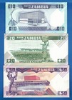 Zambia 10 20 50 Kwacha Year Nd 1980-1988 Uncirculated Banknotes Set-3