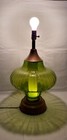 Vtg Mcm 1970 s Table Lamp Green Glass Globe 3-way Night Light Base 14  Diameter 