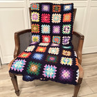 Large Granny Square Afghan Throw Blanket Colorful Crochet Complete- Roseanne Tv 