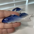 Set Of 5 Vintage Blue   White Porcelain Koi Fish Chopstick Rest - Lot  1