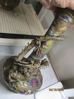 Antique Japanese Champleve Cloisonne  Dragon Vase Pair