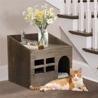 Ins Style Wooden Cat House Small Pet Dog Kennel House Night Table W  Mattress