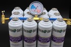 Enviro-safe Auto Ac Replacement Refrigerant With Stop Leak  12 Cans brass Gauge