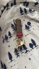 Coach Brown Pink Gold Leather Metal Key Chain Bag Charm Key Ring For Women