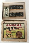Antique Childs Toy Baumgarten Co Animal Rubber Stamp Set Complete In Box 1900