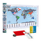 Big Silver Scratch Off Travel World Map Flags Edition Map Push Pin Wall Poster