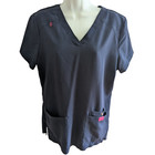 Betsey Johnson Butter Soft Scrub Tops Vet Medical Size M In Solid Pink And Navy