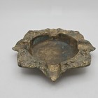 Vintage Brass Ashtray 4 Slot Tobacciana Cigar Heavy Patina