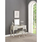Poundex Wooden Makeup Vanity Set Desk  Mirror And Stool - Silver  43  W X   