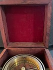 Vintage Gimbaled Nautical Brass Compass In Wood Box Maritime
