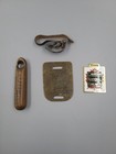 Antique Lot Of 3 Canadian Railroad Luggage Label Tags - Wood And Brass