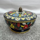 Set Of 2 Vintage Lidded Daher Tins Made In England Floral Metal Containers
