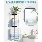2 Tier Wall Mounted Towel Rack W  Wooden Shelf Metal Bathroom Organizer Storage