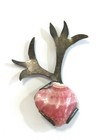 Vintage Hand Made Sterling Silver Bleeding Heart Rhodochrosite Gem Pin Brooch 