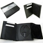 Rfid Leather Wallet Badge Holder Sheriff Officer Id Police Shield Security Black