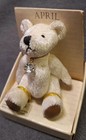 Russ Berrie   Co  Mini Bear April Diamond Birthstone New In Box White 3    Jointed