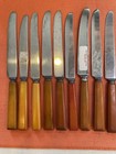 16 Vintage Butterscotch Caramel Bakelite Stainless Steel Flatware Knives Lot 4