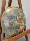  Antique Vintage Round Glass Flue Cover Convex Bubble Glass Italy Seaside Flower