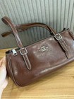 Coach Cbj05 Asher Shoulder Bag Dark Brown Glazed Leather Zip Top Satchel Handbag