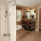 8  Brushed Nickel Bathroom Shower Faucet Set Wall Mounted Brass Mixer Vanity Tap