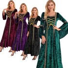 Womens Halloween Renaissance Princess Costume Medieval Retro Velvet Faire Dress