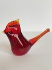 Vintage Art Glass Birds Sweden Lot Of 3 Blue Green Red Cardinal Bravo Bosse
