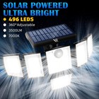 2 Pack Solar Security Light Outdoor 6 Head 7000k 3000lm Led Motion Sensor Ip65