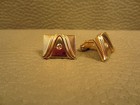 Vintage Mid Century Modern Yellow Gold Plated Cuff Links 
