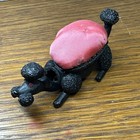 Vintage Florenza Black Poodle Dog  Pin Cushion Bobblehead Trembler Red Gem Eyes