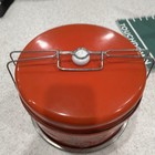 Vtg Peoria Metal Specialty Co  Double Decker Cake Pie Carrier Red Retro Chef Dog