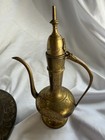 Vintage Brass Dallah Coffee Pot   Tray Set Engraved Middle Eastern