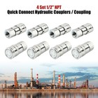 4 Sets 1 2  Npt Skid Steer Flat Face Hydraulic Quick Connect Couplers For Bobcat