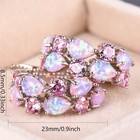 Hawaii Water Drople Pink  Fire Opal Earrings Silver Filled For Women Girls