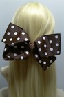 2 Pcs 7  Dark Brown Polka Dots Big  Lady Girl Large Jumbo Clip Hair Bow Ribbon  