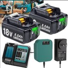 2pack 6 0ah Bl1860b For Makita 18 Volt 8 0ah Lxt Li-ion Battery Bl1830b charger