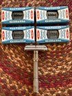 Vintage 1962 Gillette H4 Slim Adjustable Safety Razor   4 Pkgs Super Blue Blades