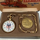 Bradley Time Great American Railroads Pocket Watch Set  Union Pacfic With Papers