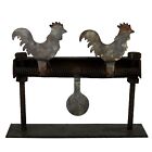Antique Cast Iron Carnival Game Roosters Shooting Gallery Knock Down Target