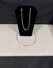925 Sterling Silver Women Paper Clip Bracelet 7    18  Chain Choker Necklace Set