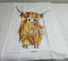 Kitchen Souvenir Towel  Scotland  Scottish Cow  Cotton  White   Multi Color  Uk