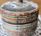 Antique Wood String Thread Holder Treen Peaseware Primitive Painted W handle