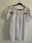 Handmade Women   s White Embroidered Huipil Blouse  Cotton Woven  Xl