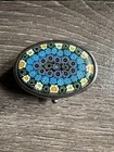 Vintage Pill Box Lot     Black Guilloch  -style Enamel   Italian Millefiori Glass