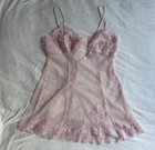 Y2k Vintage Pink Victorias Secret Beaded Fairycore Silk Lace Babydoll Dress