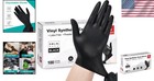 Vinyl Exam Gloves 4 Mil - Latex Free Disposable Gloves  Pack Of 100 Large Black