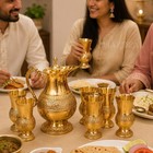  Pure Brass Jug Set With 6 Glasses  Handmade Embossed Brass Water Pitcher 