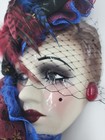 Unique Creations Lady Face Mask Wall Hanging Decor Signed  read   Blue Large 